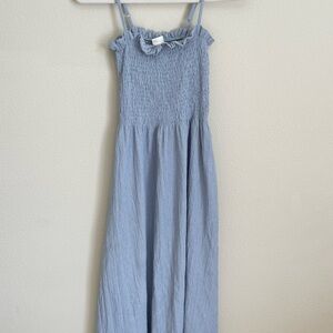 H&M Womens Light Blue Smocked Sundress with Spaghetti Straps